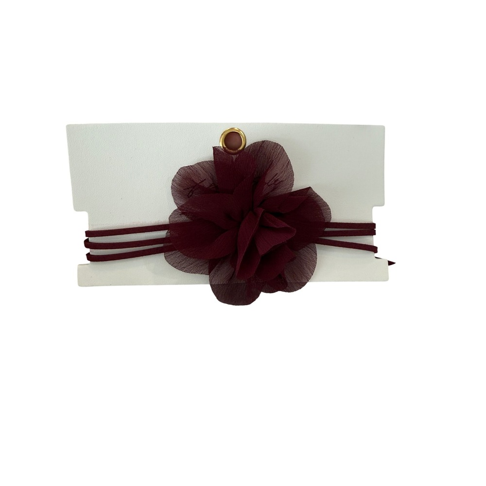 Free People Sweetheart Flower Choker Burgundy Suede Wrap Necklace NWT